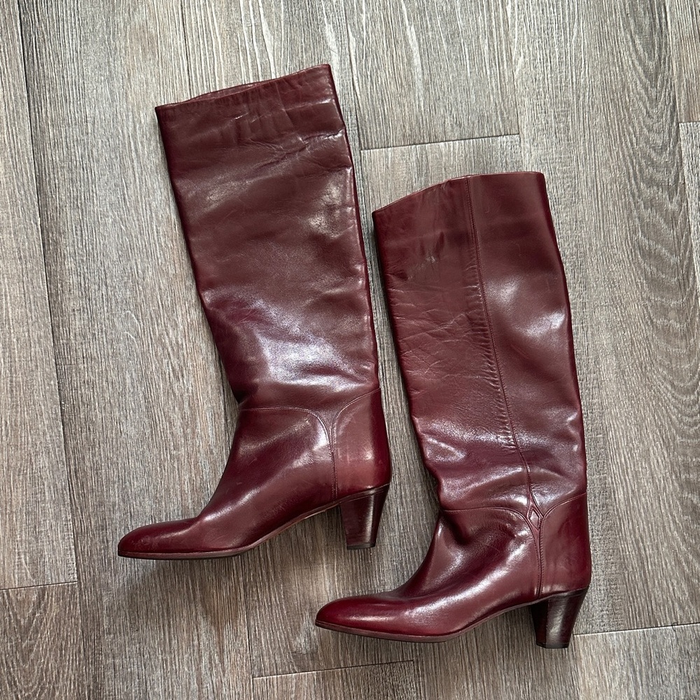 Vintage Burgundy Heeled Boots